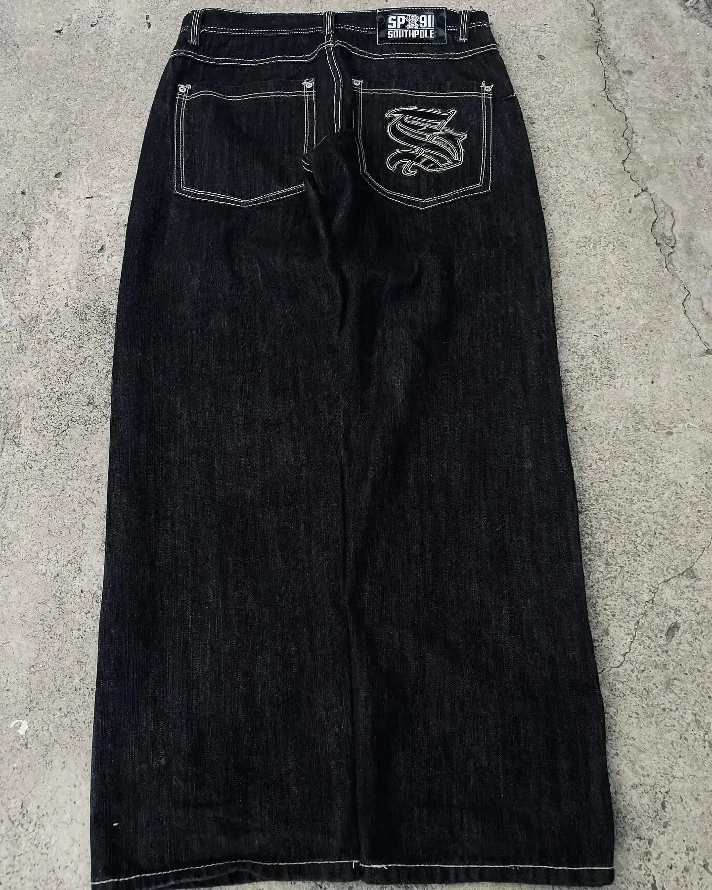 Southpole Y2K Jeans: Retro Graphic Embroidered Harlem Pants Wide