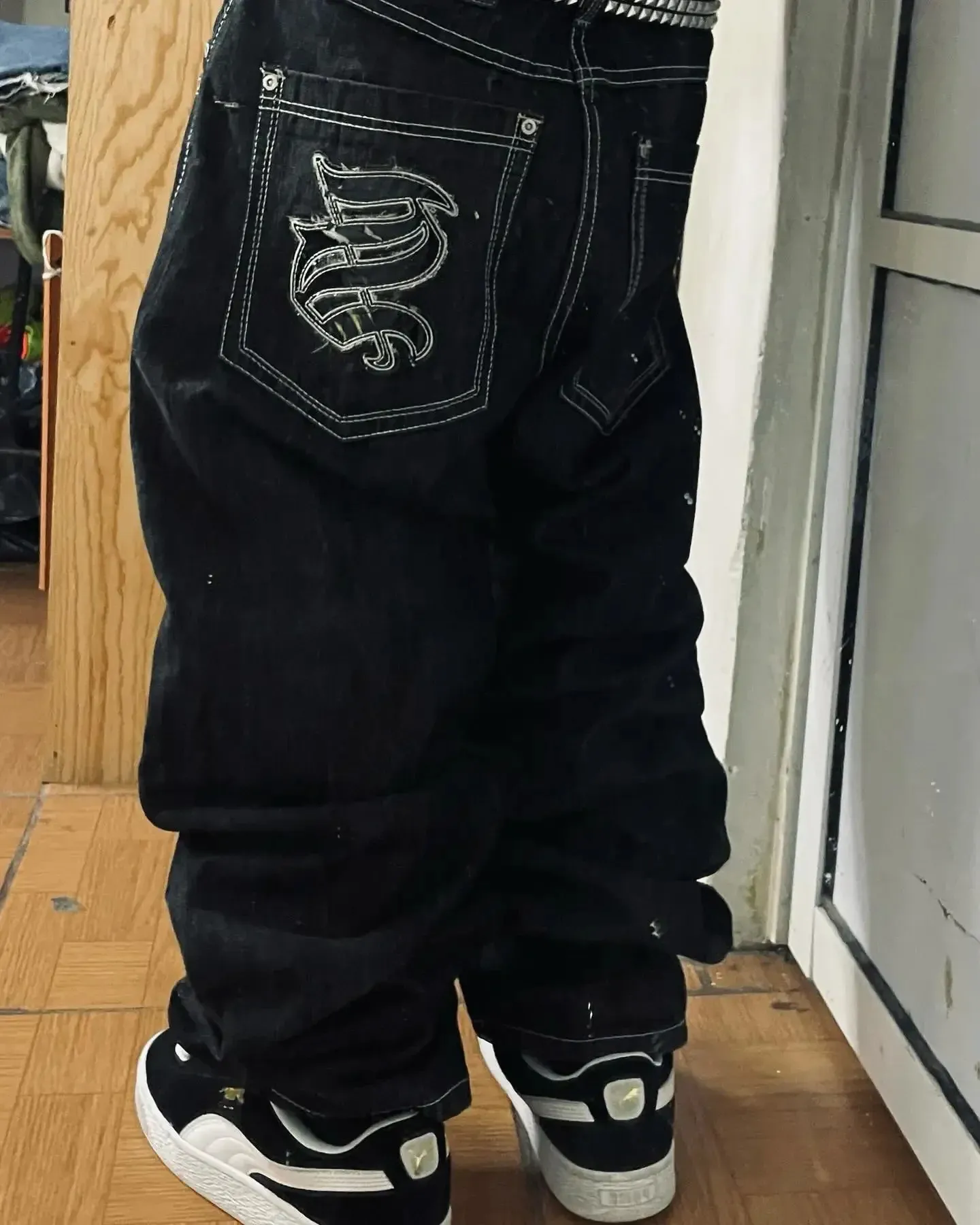 Southpole Y2K Jeans: Retro Graphic Embroidered Harlem Pants