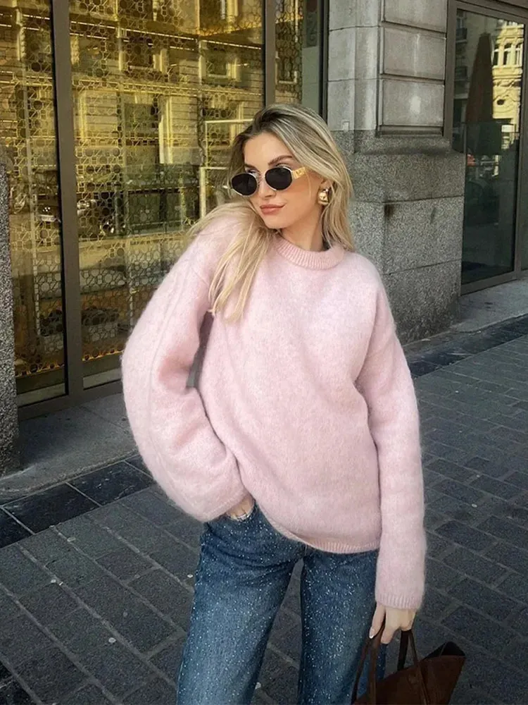 Pull Femme En Mohair - Col Roulé, Coupe Oversize, Chaud Et élégant Pour L'automne-hiver