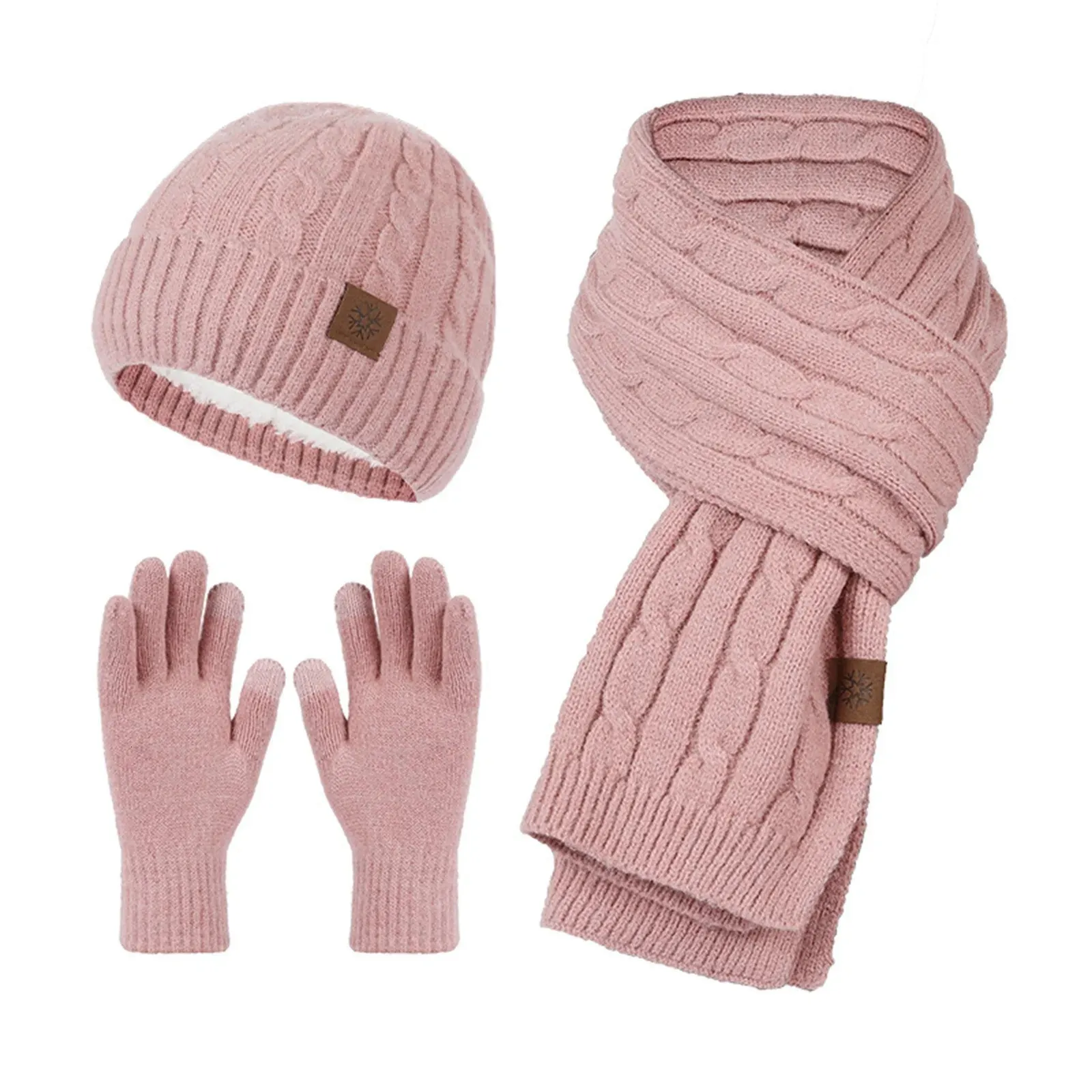 Pink Glove Scarf Set Girls Piece Pink Hat Scarf Gloves Set (3