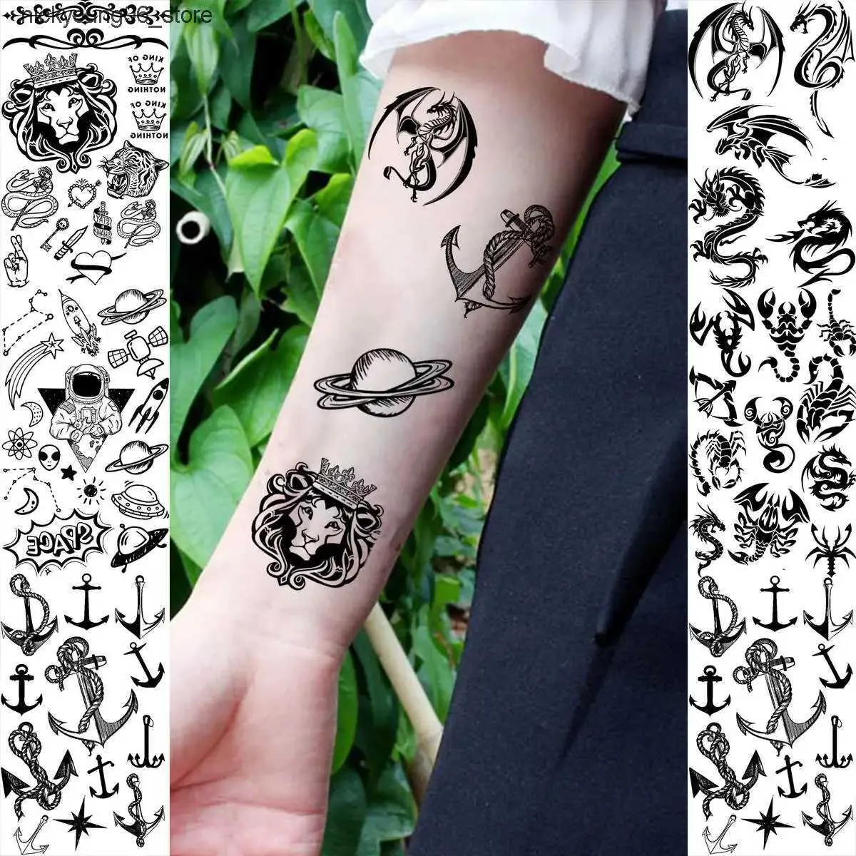 Autocollants De Tatouage: Tatouages Temporaires De Dragon, 15 Autocollants  De Dessin Colorés, Crânes Dancre, Conceptions Géométriques Pour Les Enfants  Adultes Du 6,06 € | DHgate, image size:1200x1200