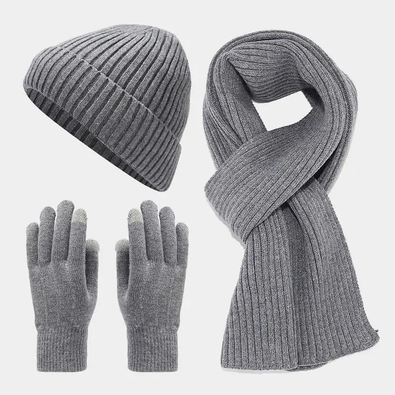 Outdoor Winter Set: Unisex Plush Ribbed Beanie,... From  display picture 3