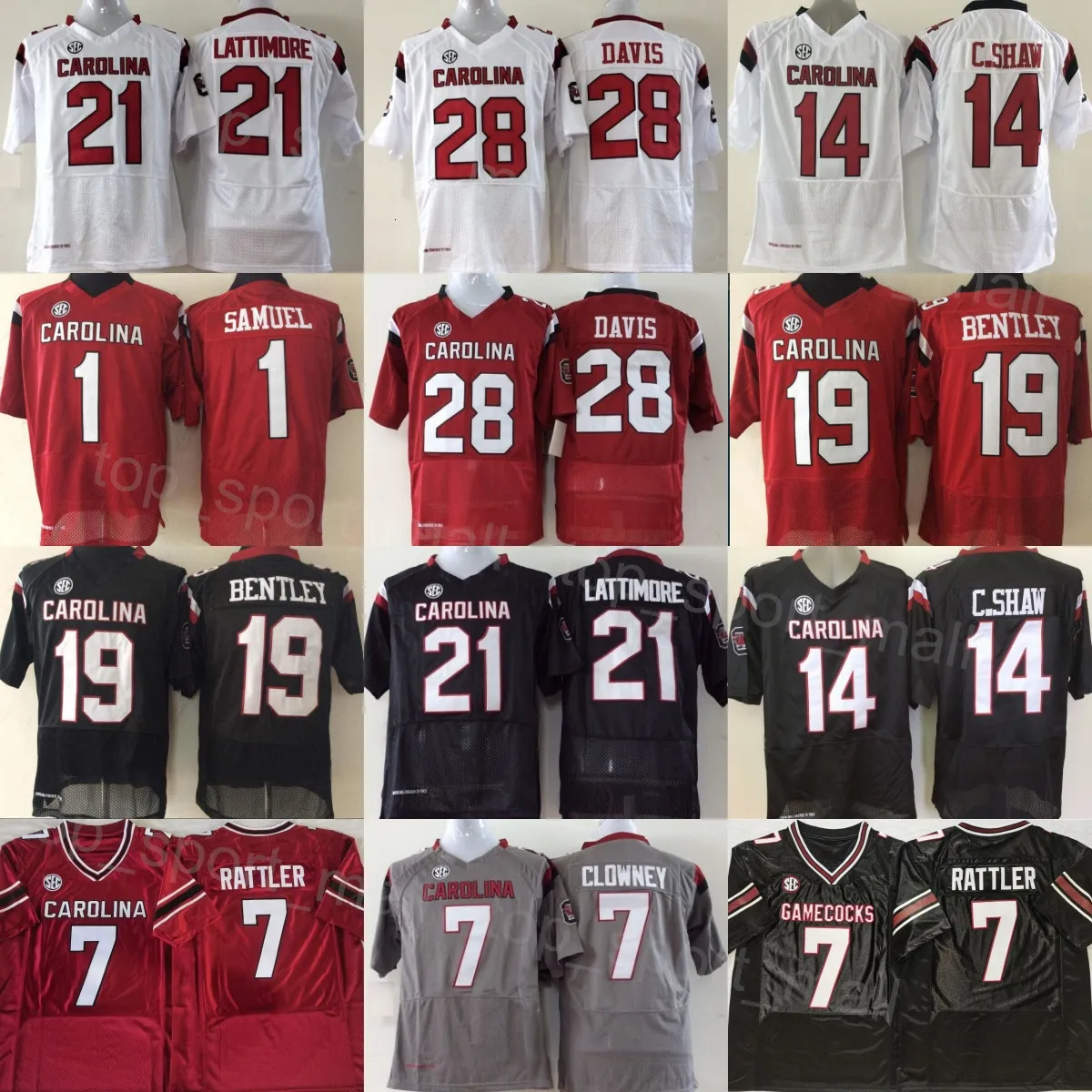 College Football South Carolina Gamecock Jadeveon Clowney Jersey  University 19 Jake Bentley 21 Marcus Lattimore 28 Mike Davis Deebo Samuel 