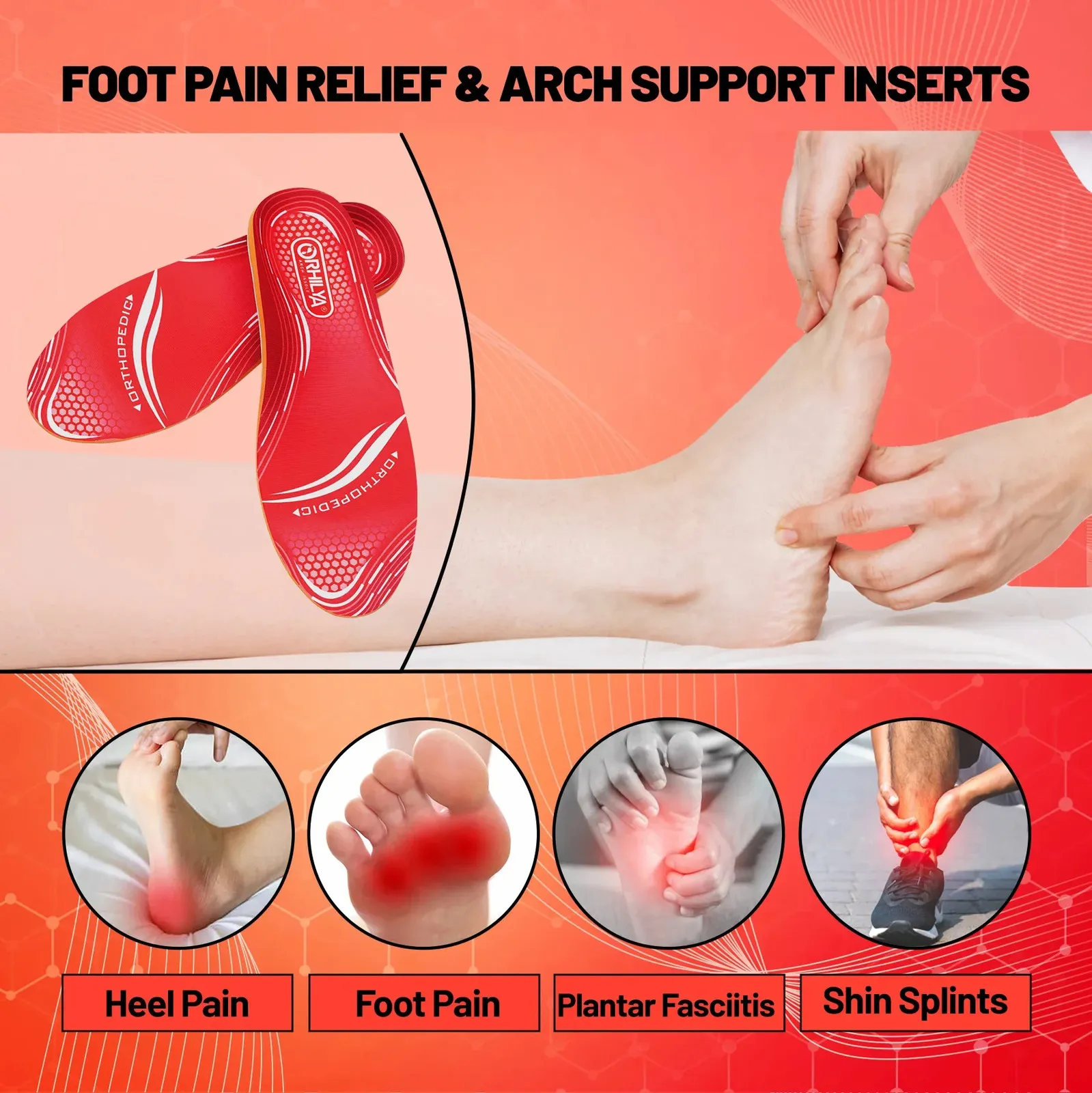 Orthopedic Sport Insole Plantar Fasciitis Flat Foot High Arch