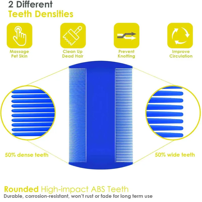 Stainless Steel 4 Pack Flea Lice Comb Dog Cat Grooming Combs With Rounded Teeth Double Sided Professional Pet Tear Stain_voghion.com