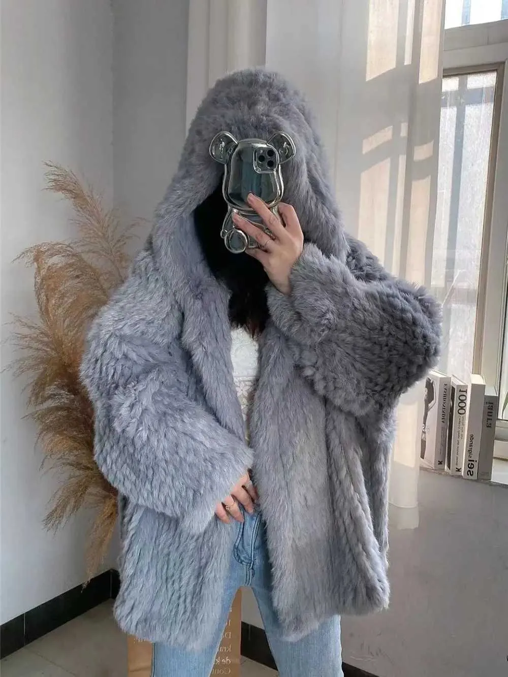 Save Big on Bulk Rabbit Fur Long Coat Real Rabbit Fur Coat Womens Long  Knitted Jacket Real Fur Fashion Coat 70cm Long Autumn And Winter W241010  Best