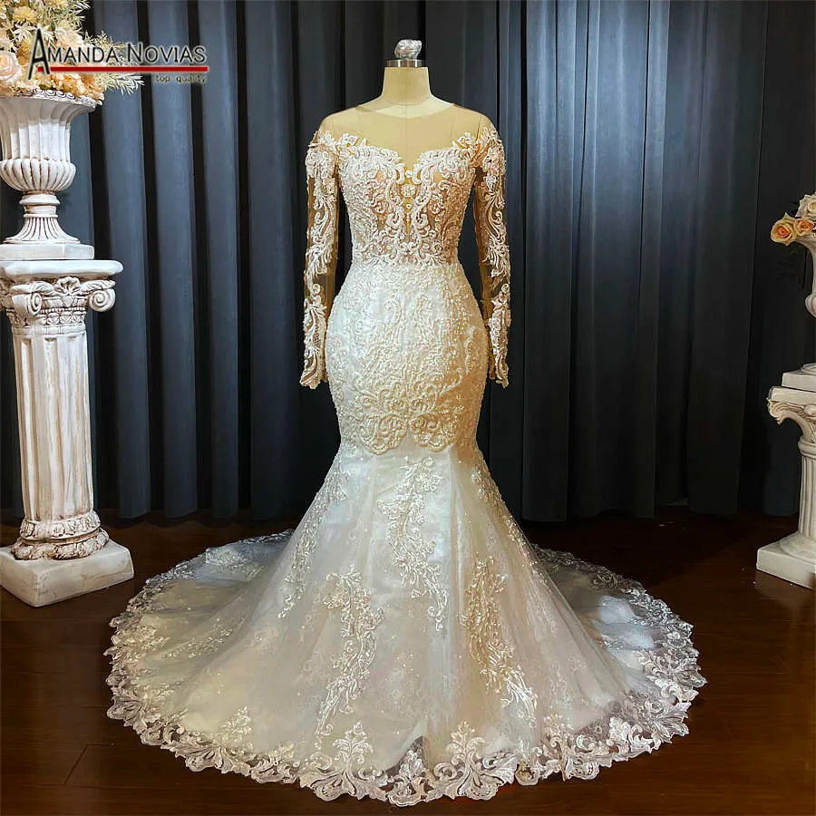 white wedding dress, mermaid wedding dress main image 1
