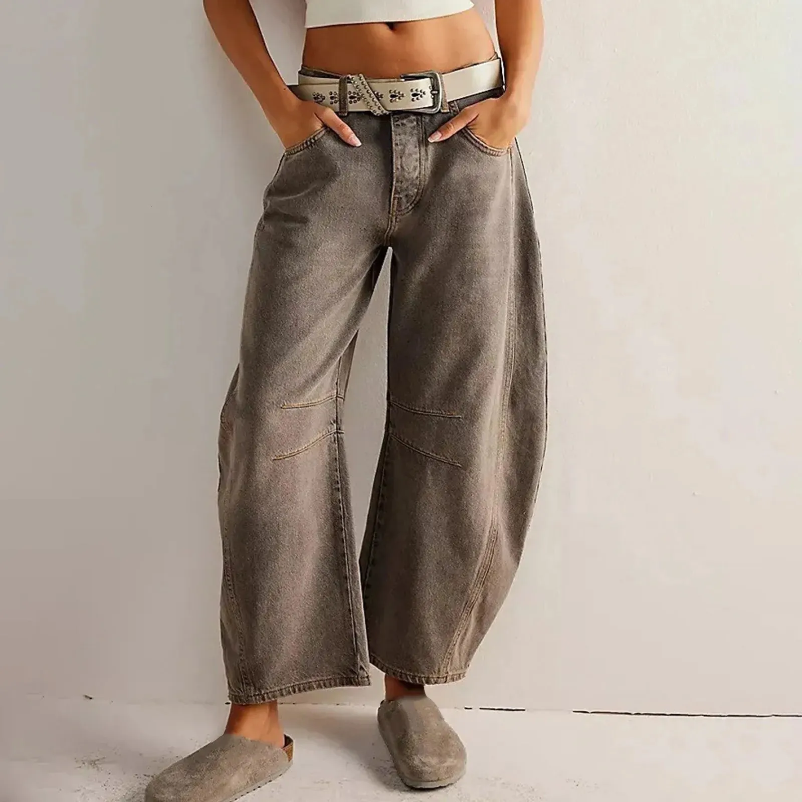 Korean Jeans: Cropped Denim Trousers Y2k Barrel... From Kai02 