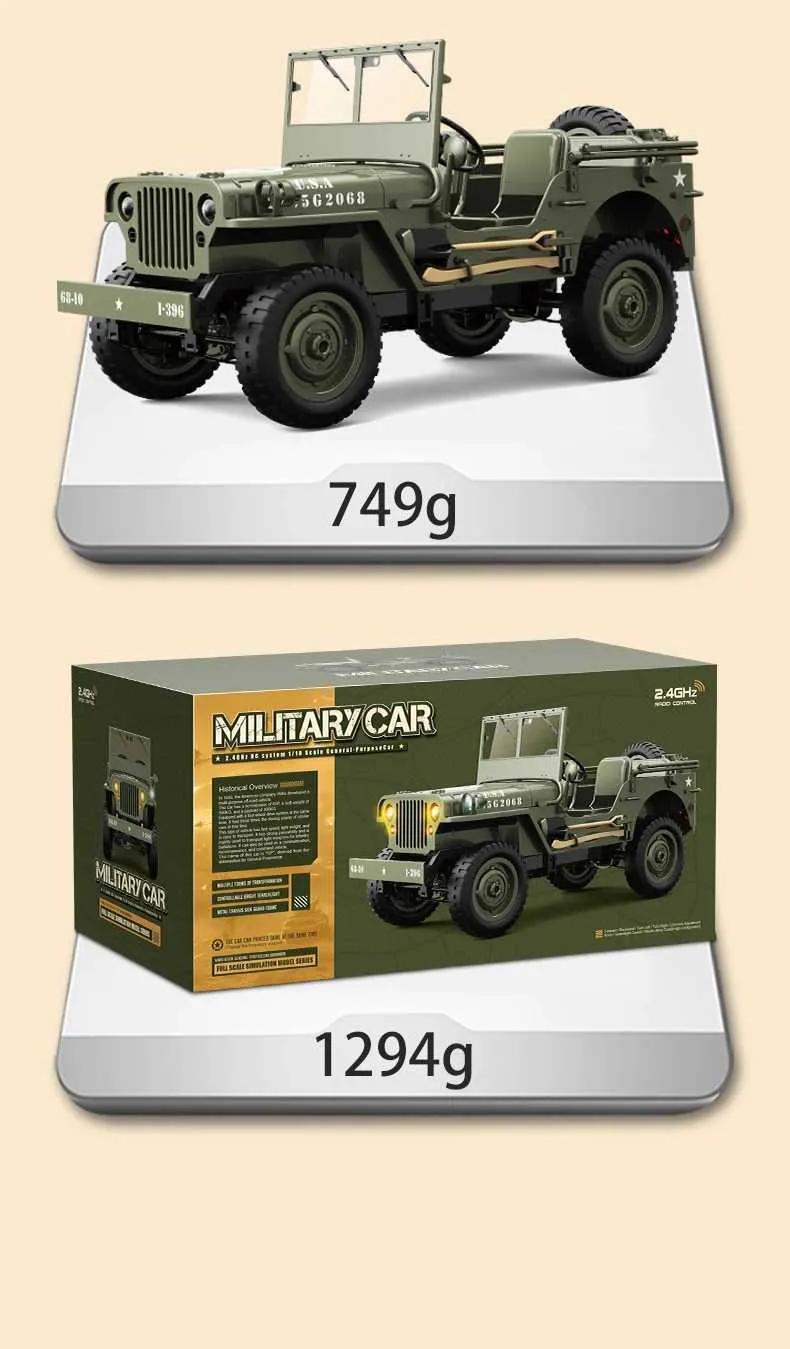 JJRC C8815 Willys Military Jeep RC Rock Crawler - 1/10 Scale