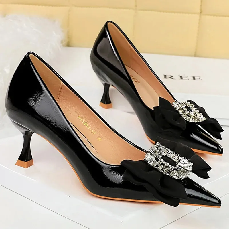 Wholesale Mens Wedge Heel Pumps Patent Leather Open Toe Dress Shoes,  Rhinestone Bow Accent, Formal Banquet Party Shoes, Large Size 43 At Only  $20.86 | DHgate.Com