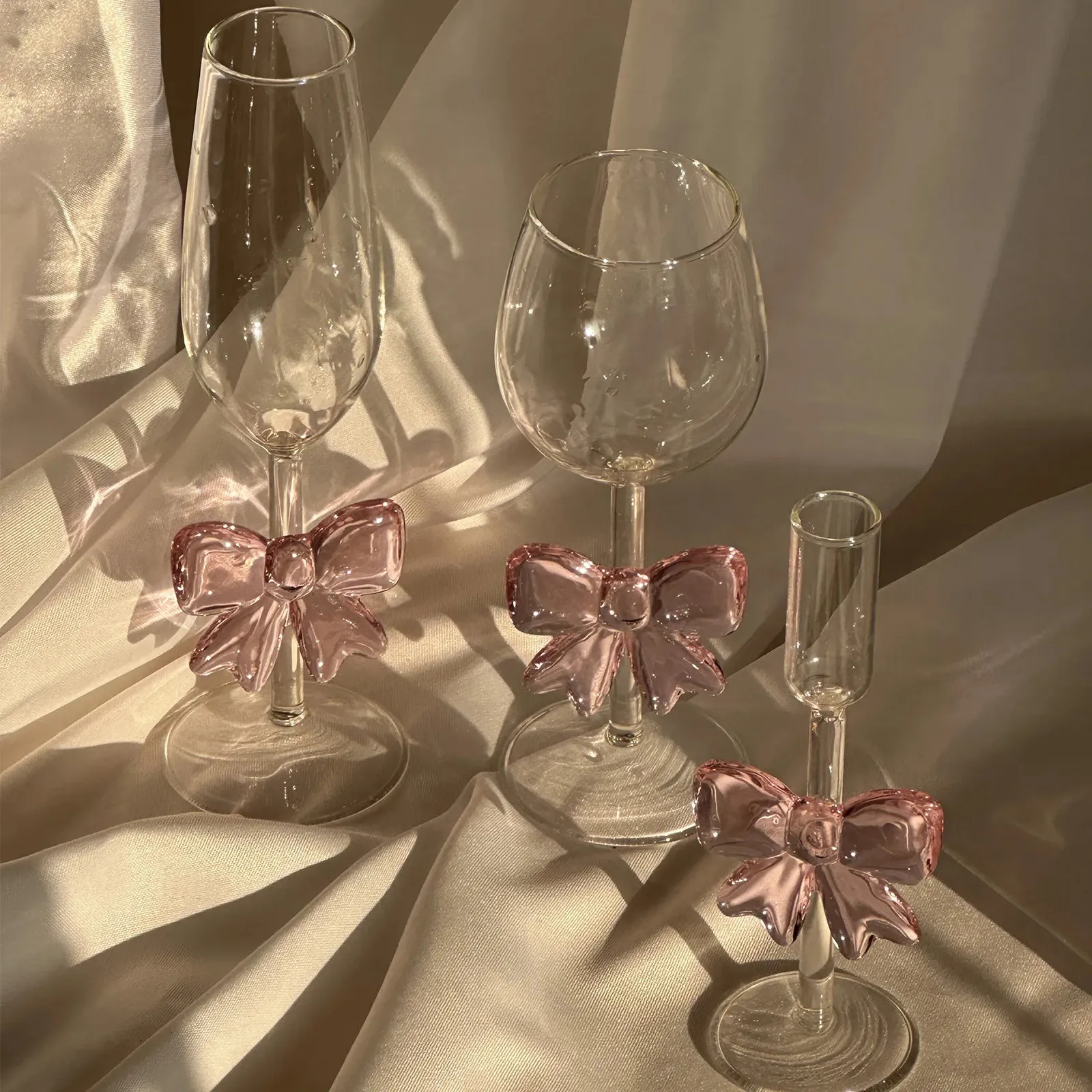 Pink Butterfly Goblet Wine Glasses, Set of 2, Romantic Bow Handle, Korean  Style, Champagne & Wine, Glass from Dhgate Wine Glasses - price 37.32