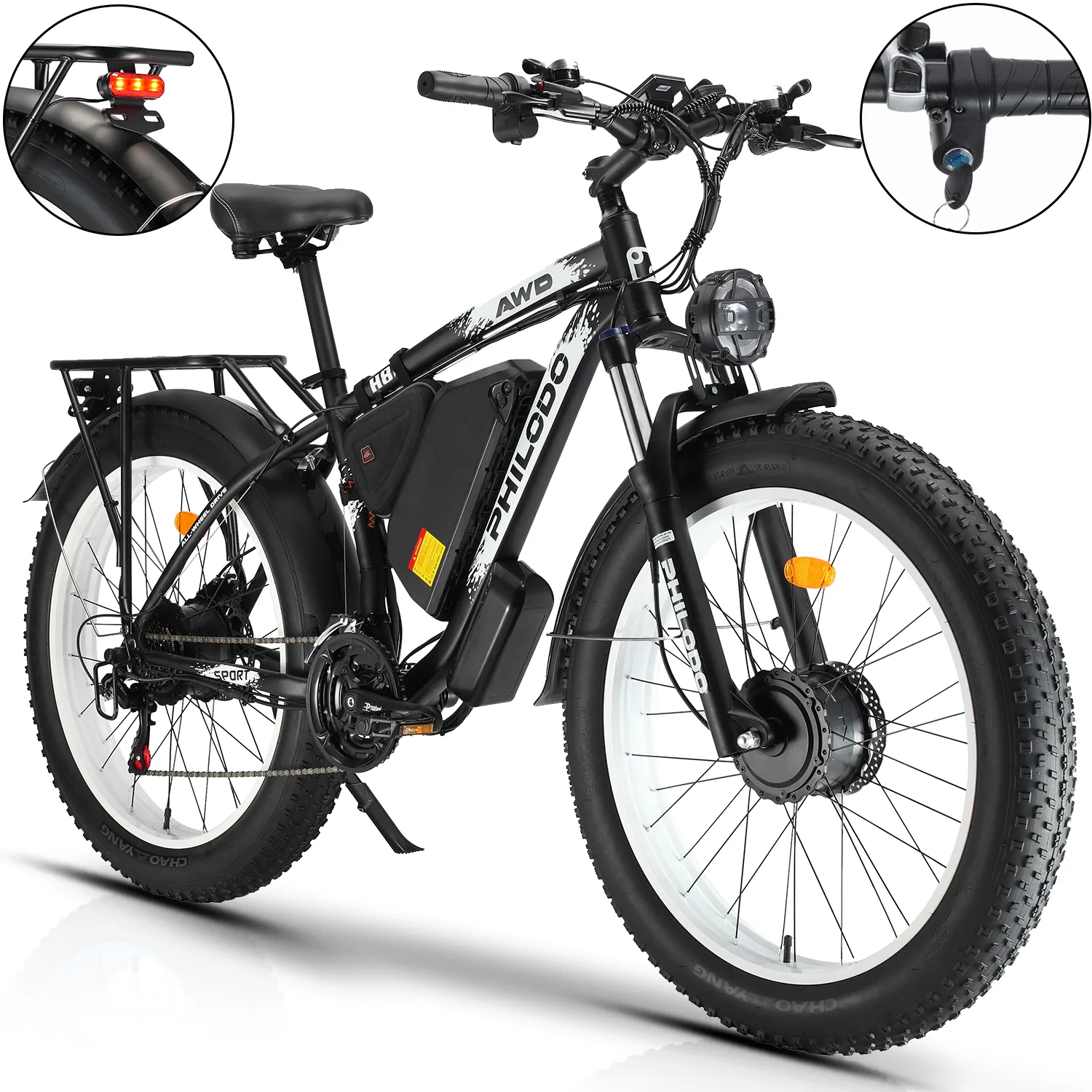 UK Stock 26 Inch AWD 2000W Powerful Electric Bicycle Hydraulic