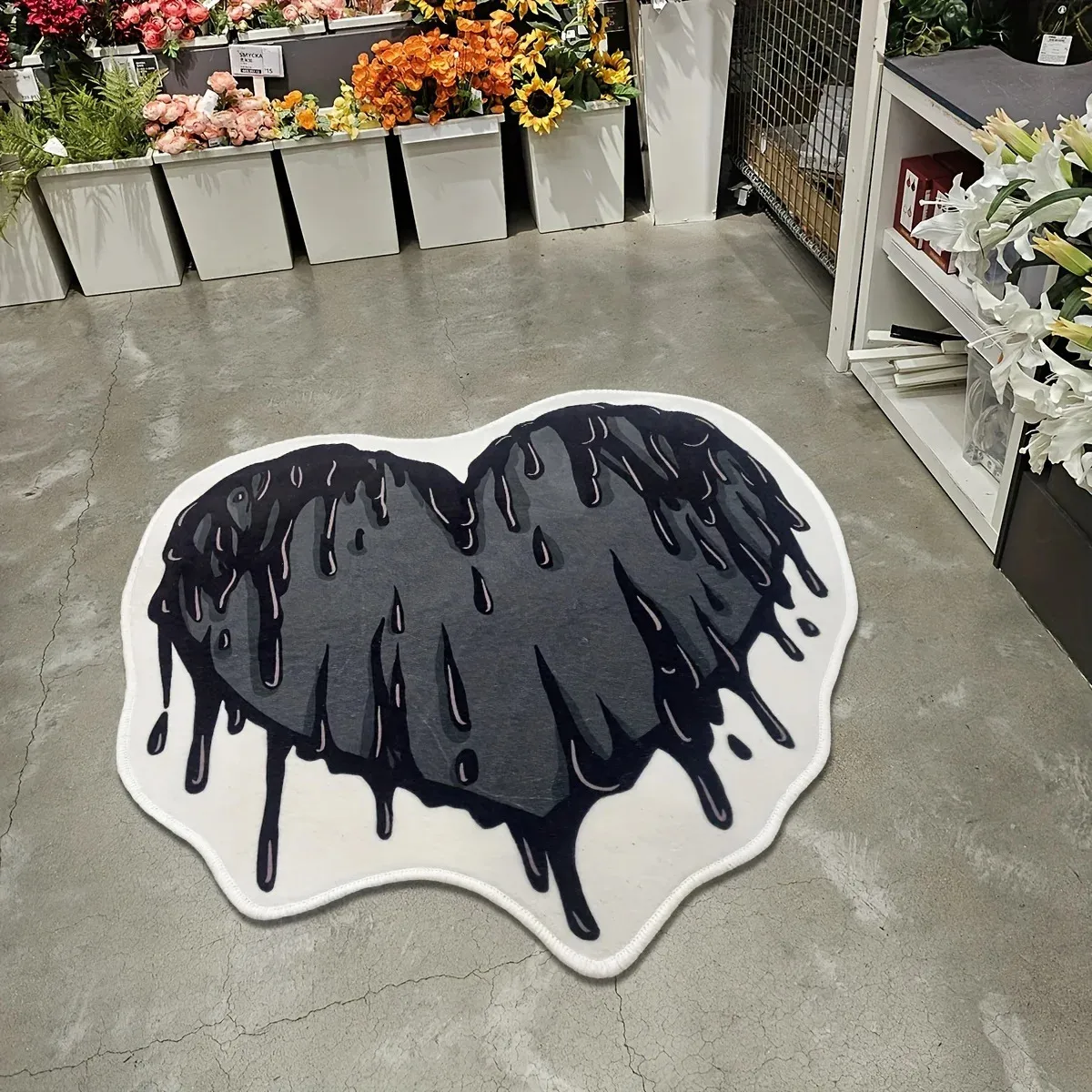 Scared Heart Rug Gothic Black Melting Heart Cute Rugs For Bedroom Fluffy Creative ...