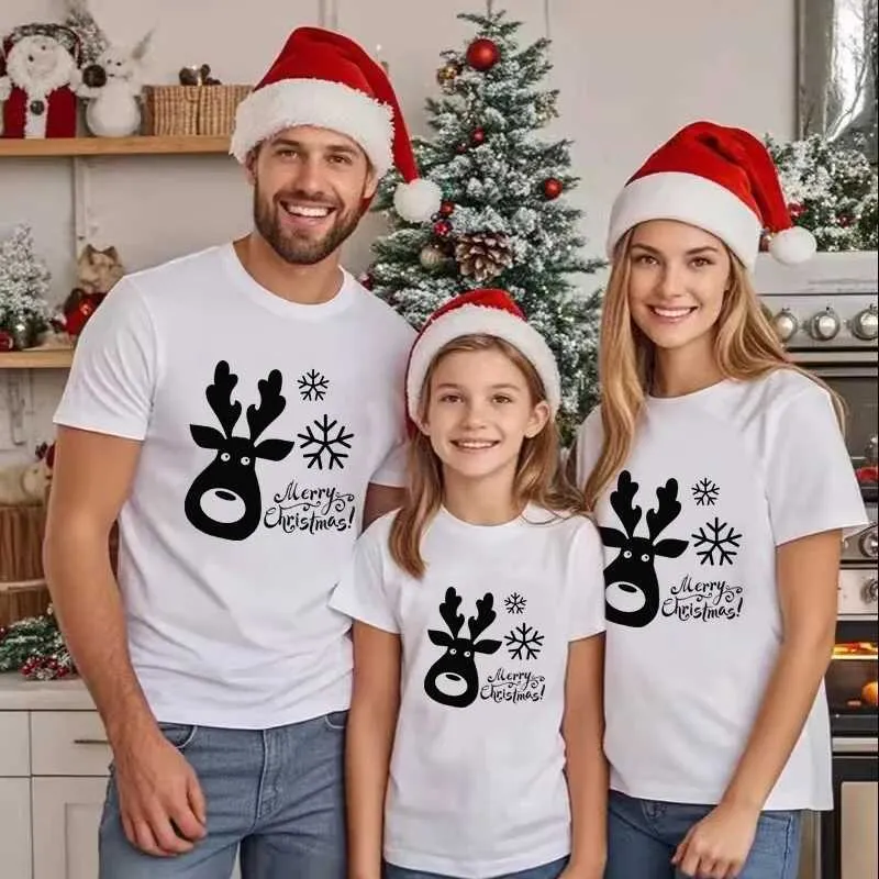 Matching Family Christmas Pajamas Black And White Santa Print