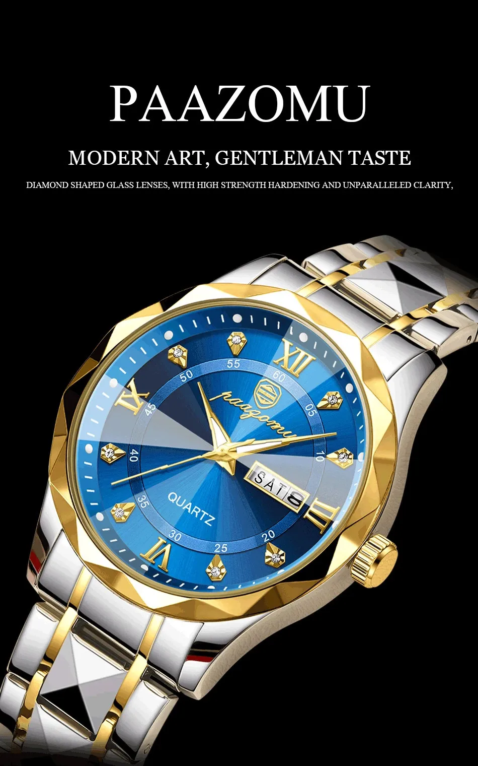 DHgate.com:Mens Stainless Steel Luminous Quartz Watch with