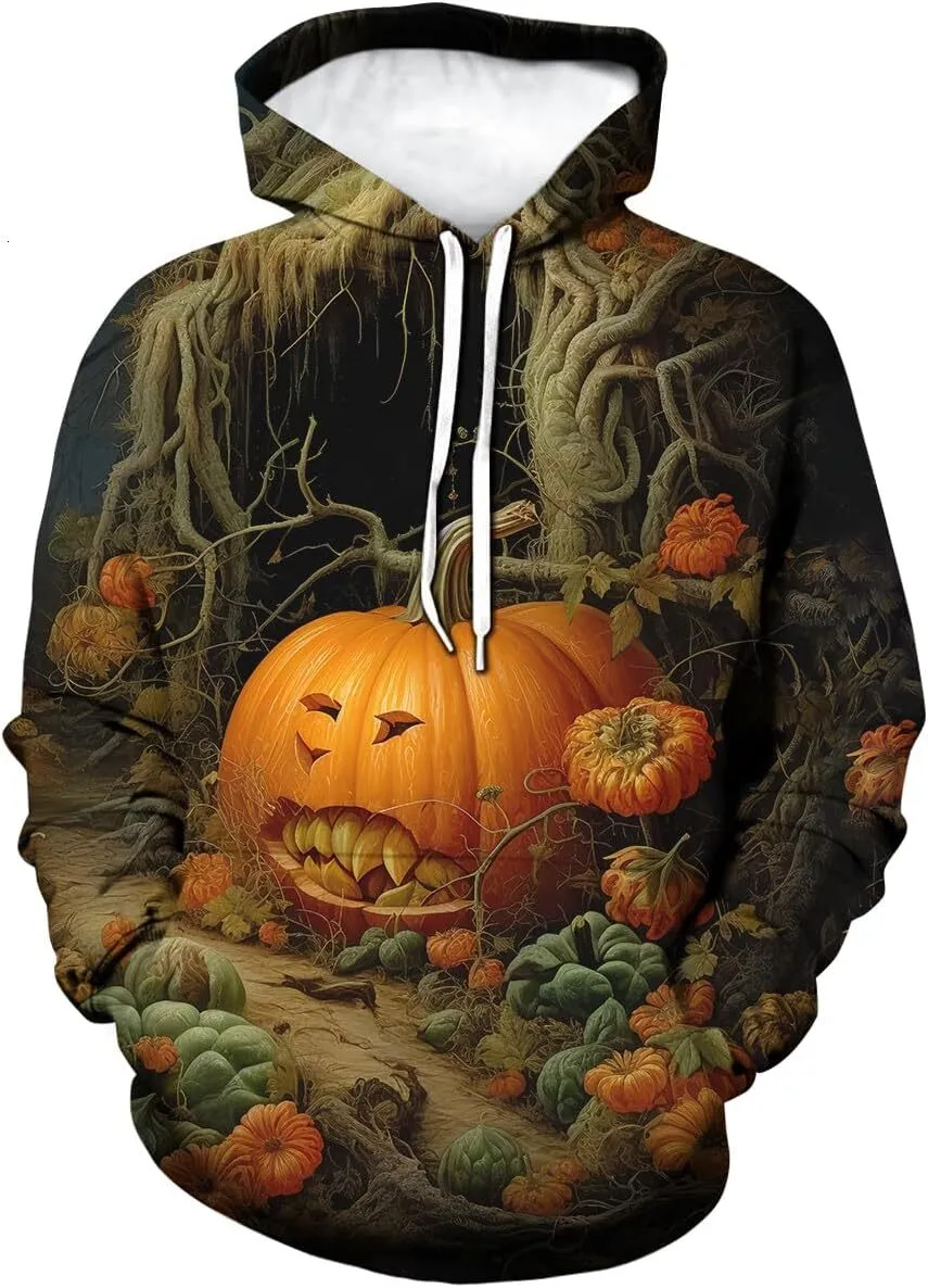 OPCALIS Unisexe Hoodie Halloween 3D Printed Pullover Manches Longues