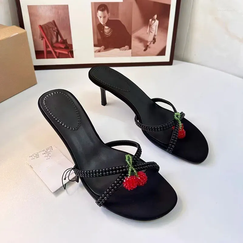 Wholesale Dress Shoes For Women Black Open Toe Stiletto Heels With Cute  Cherry Decoration Round Head Sweet Pump Sandals At Only $30.15 | DHgate.Com
