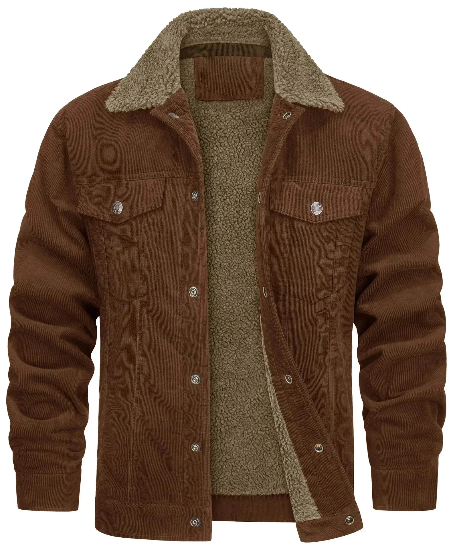Men's Casual Retro Jacket Solid Color Multi-pocket Corduroy