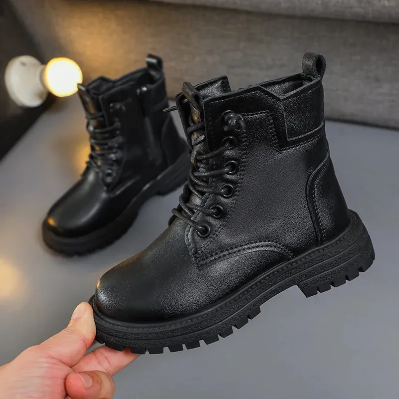 Boy Black Boots For Kids High Top Plush Winter Snow Sneakers  display picture 1