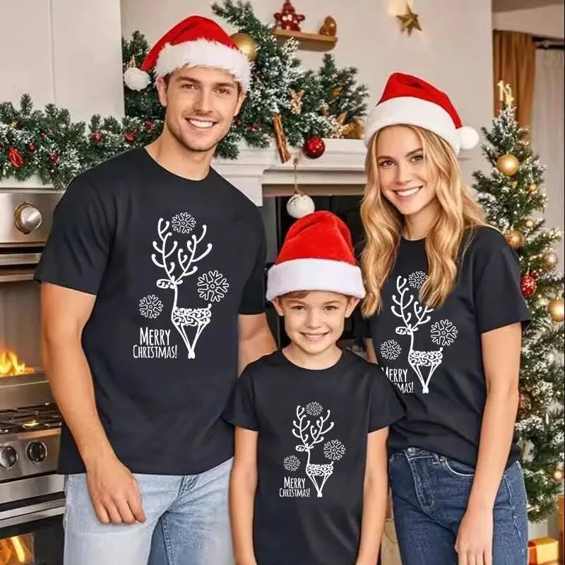 Christmas Family Matching Pajamas: Elk Print Short Sleeve Sets - Shop ...