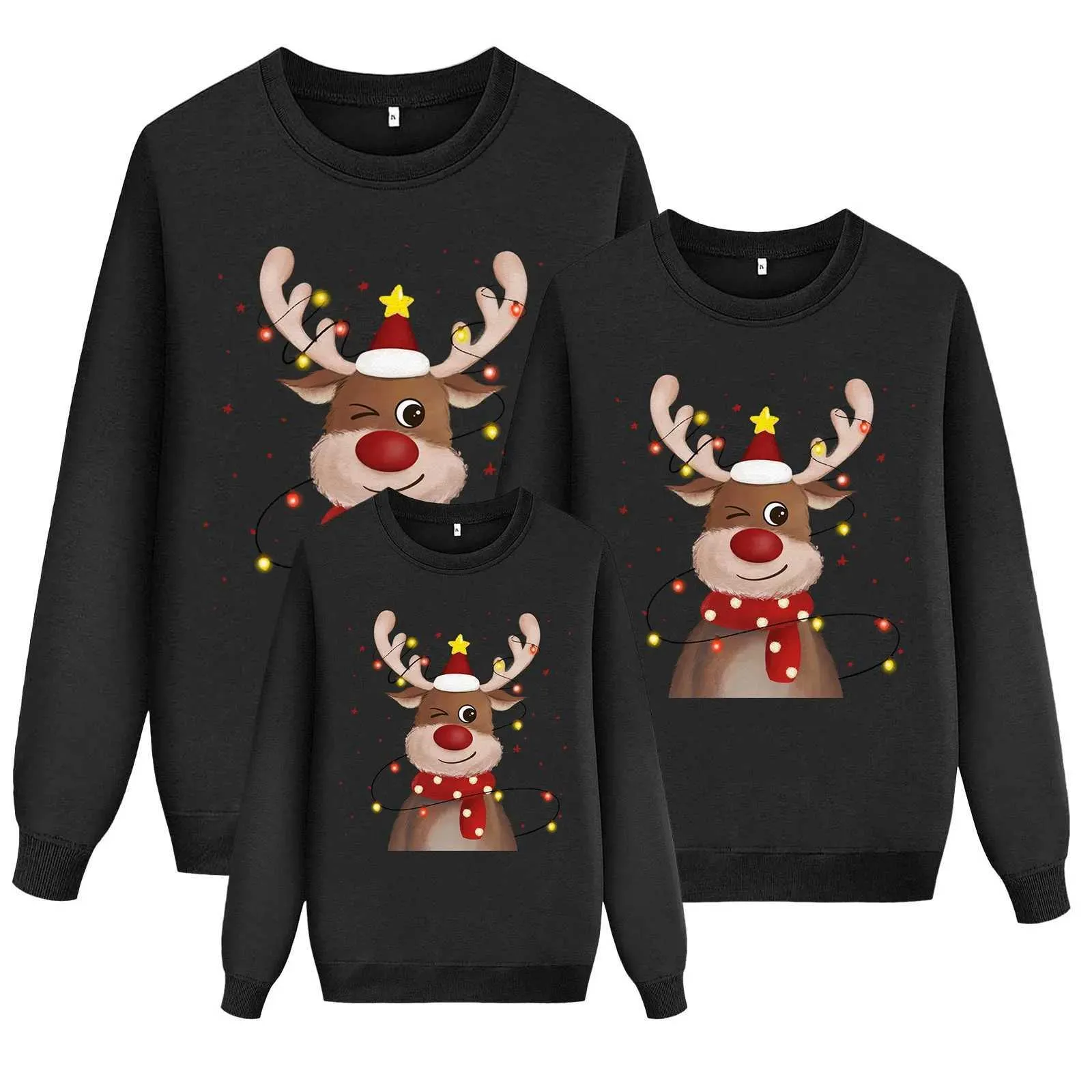Matching Family Christmas Clothes: Deer Print Long Sleeve Pajama Set ...