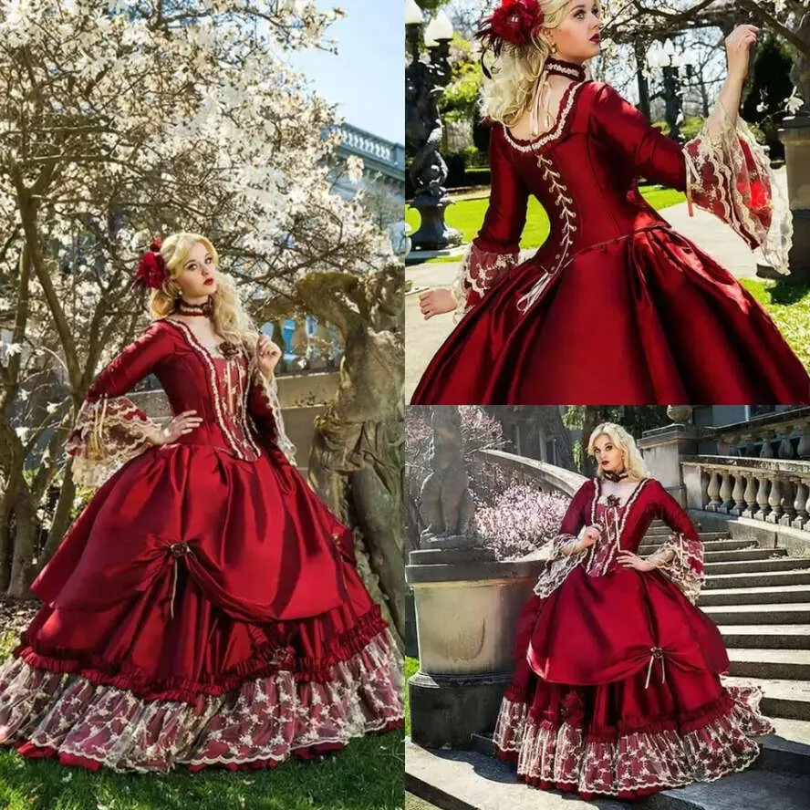 Medieval Princess Ball Gowns: Red Puffy Victorian Halloween