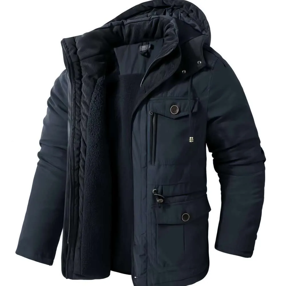 Mens Hooded Fleece Coat: Warm Winter Jacket With Fur Lining, Long