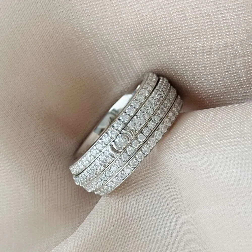 S Pure Silver Four Row Diamond Rotating Ring ... From Fashion ...