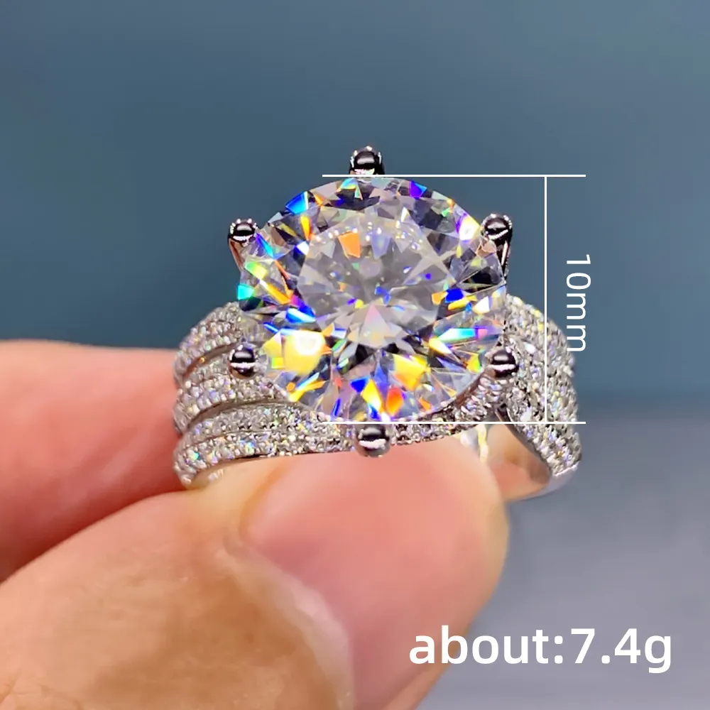 Solitaire Classic Six-claw Diamond Wedding Ring In Platinum Silver_voghion.com