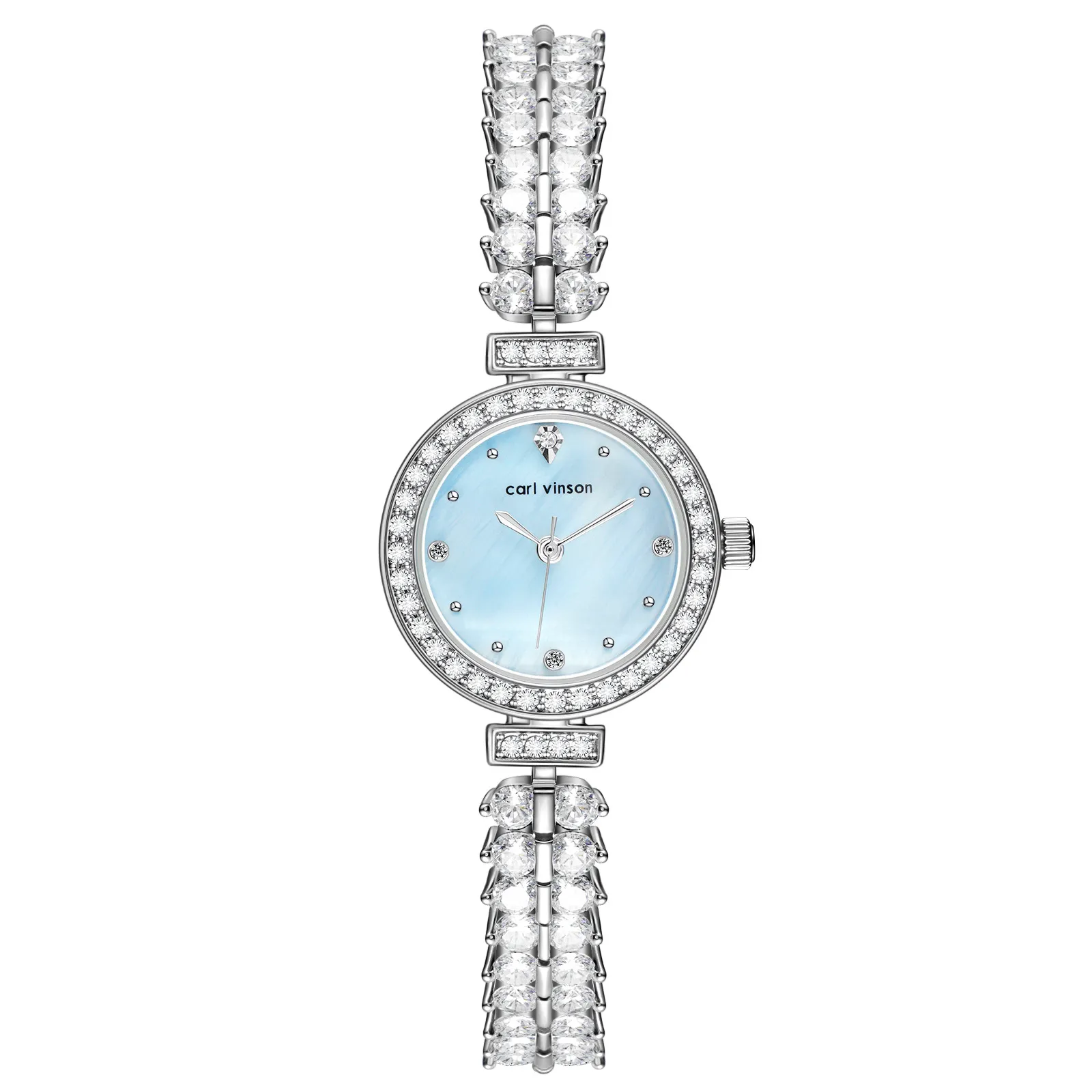 Diamond-encrusted ladies' minimalist quartz watch