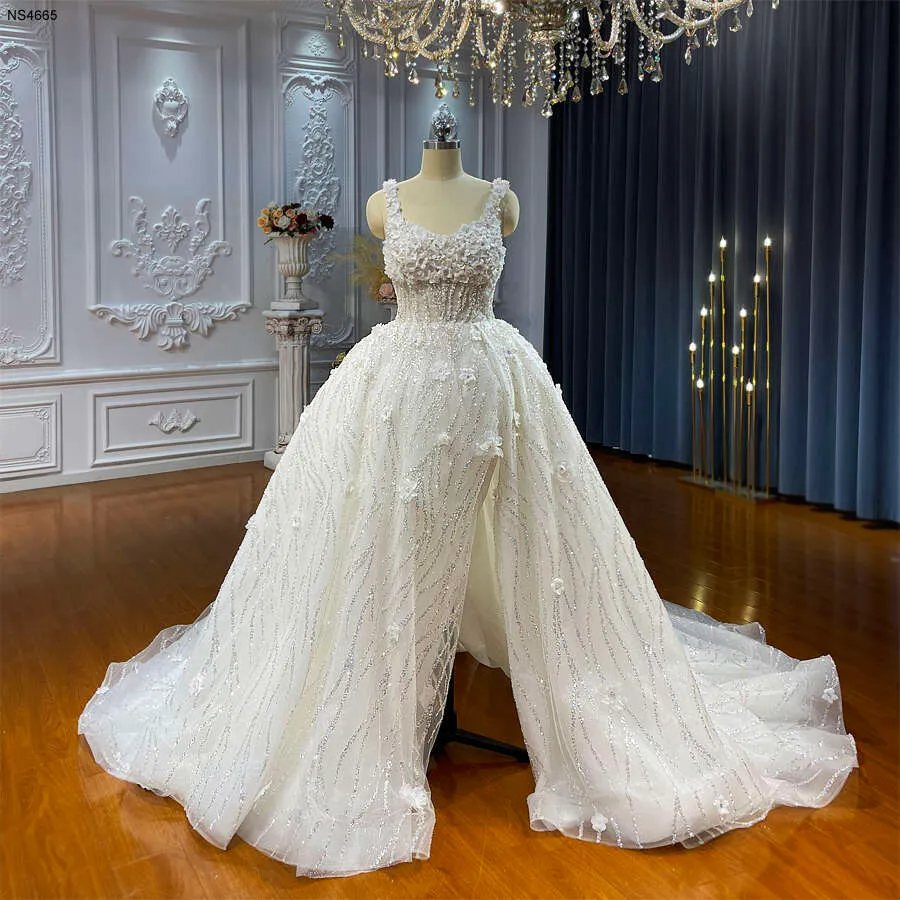 Beach Wedding sparkly Wedding dress with Slit Detail and Straps Beach Wedding sparkly Wedding dress with Slit Detail and Straps