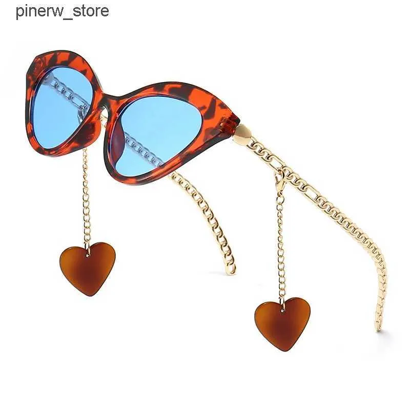 Retro Cat Eye Sunglasses for Women with Metal Chain Legs and  display picture 3