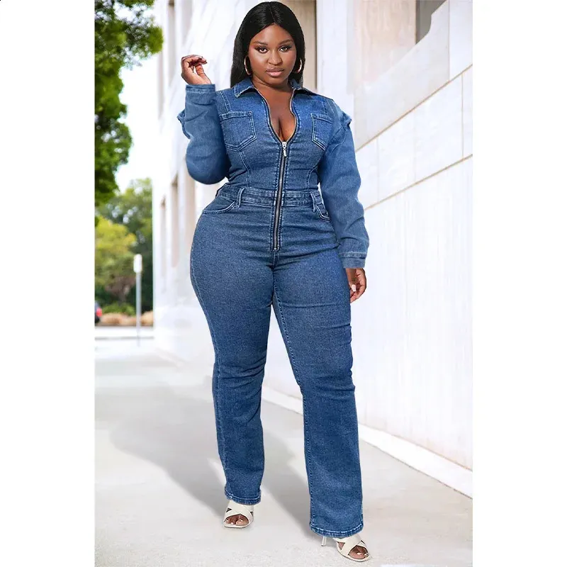 Boiler Suit Skinny Fit Denim Jumpsuit Skinny Leg Plus Size Denim