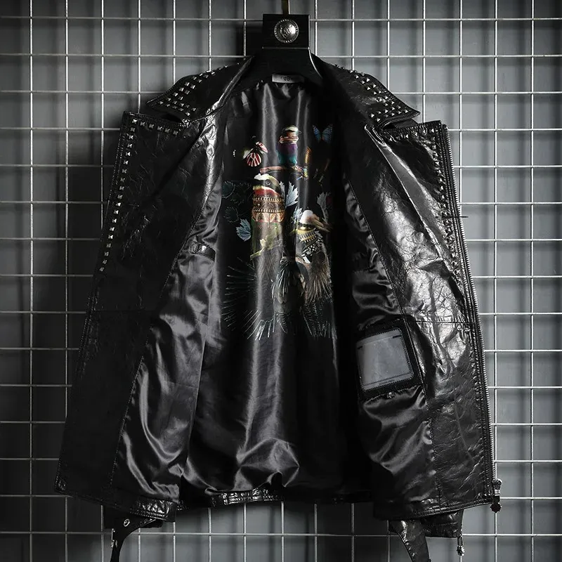 Punk Style Outerwear Rivets Zipper Motorcycle Biker Jacket