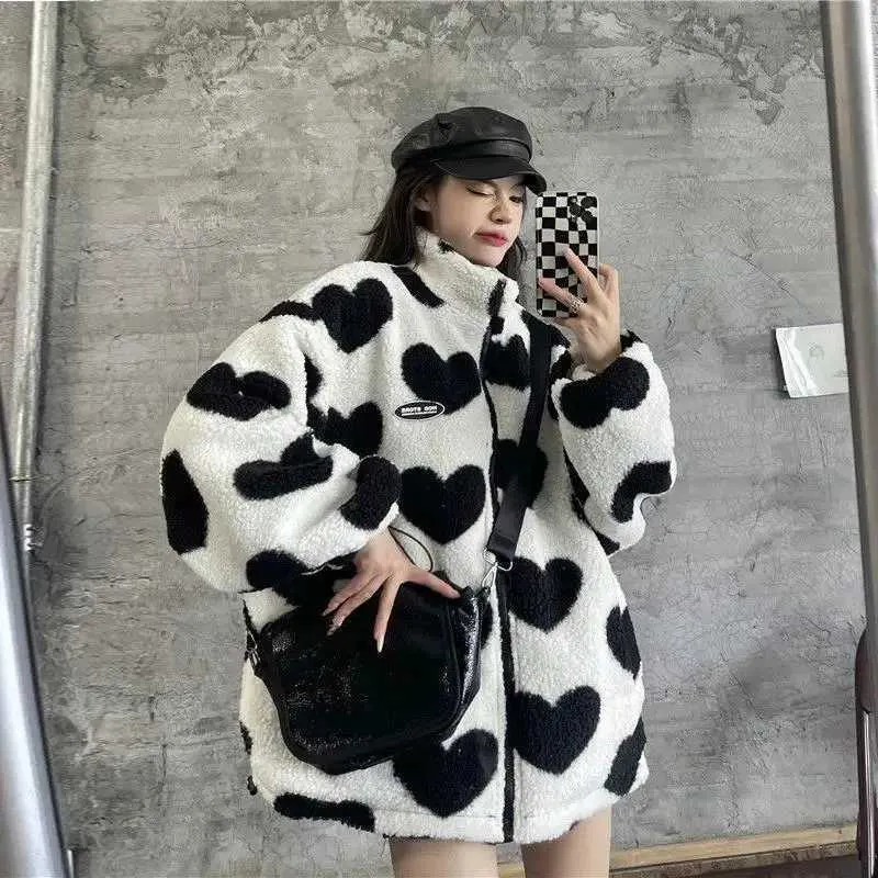 レディース ジャケット COTTON×LAMB Women Jacket Colored Lamb Fleece Cotton Coat Winter Windbreaker