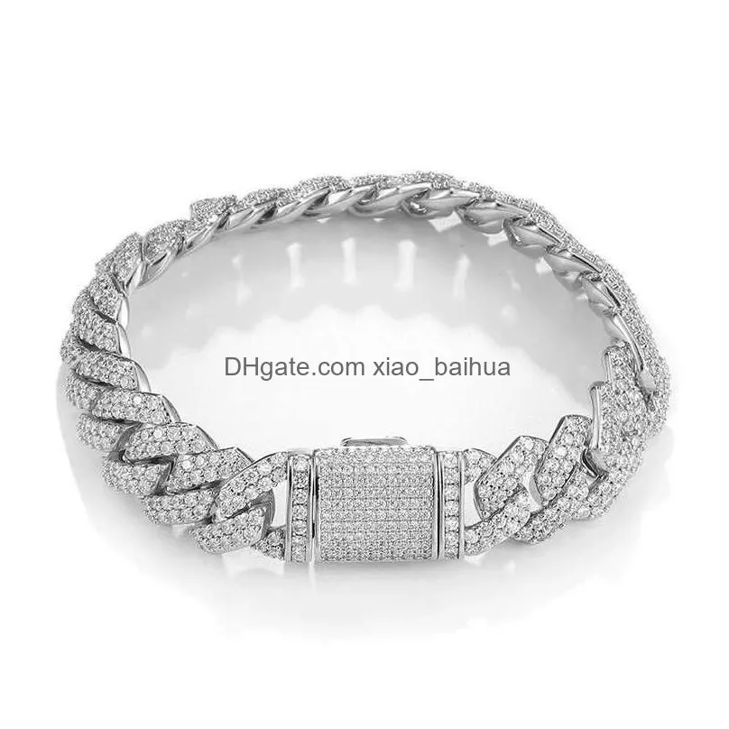Chain Hip Hop Heavy Duty Box Buckle 14Mm Shiny Cubic Zircon Chain Hip Hop Heavy Duty Box Buckle 14Mm Shiny Cubic Zircon