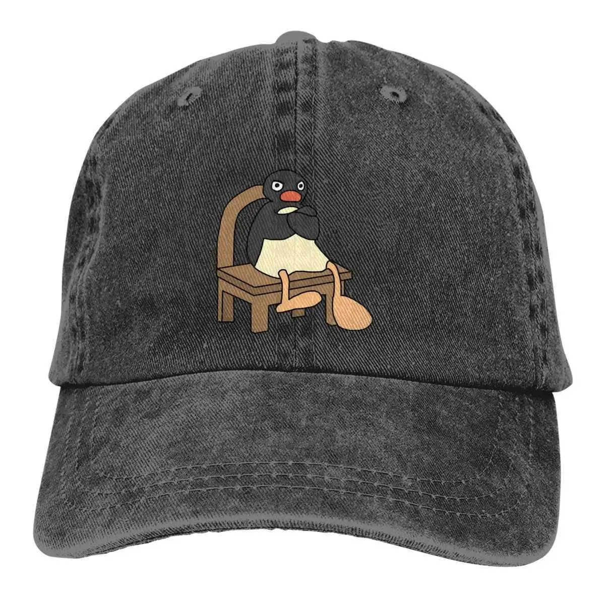 Penguin Vintage Baseball Cap - Distressed Cotton Adjustable Dad Hat, Embroidered Logo, Black - View #8