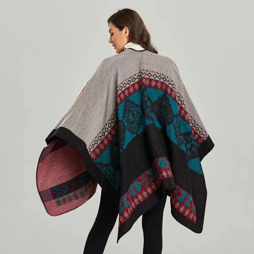 Elegant Winter Poncho Cape Shawl: Faux Cashmere Wrap for Women - Shop ...