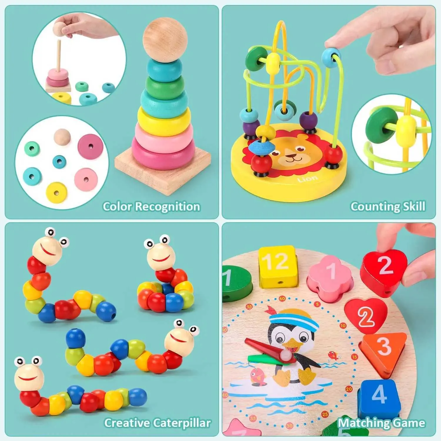 Baby Toy Montessori Wooden Toys 3 Years Boy Girl Baby Development Games ...