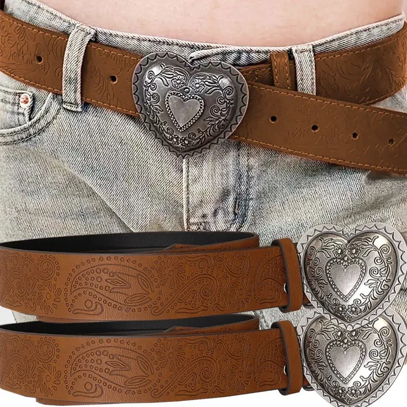 Y2K Brown Cowgirl Belt Vintage Heart Shaped Western From Jia05