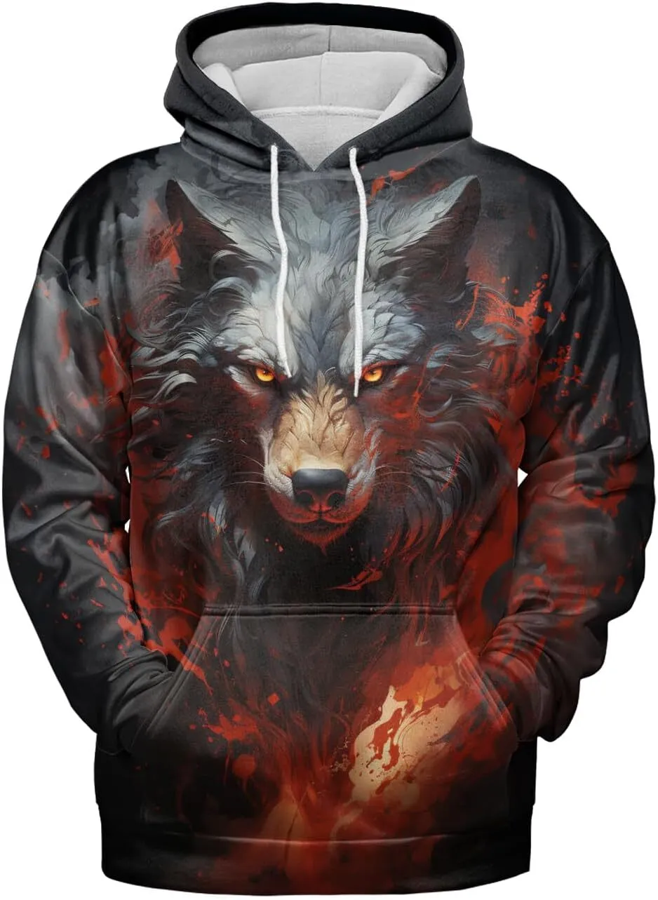 Wolf Graphic Hoodies For Men And Women 3D Print Three Wolf Moon  