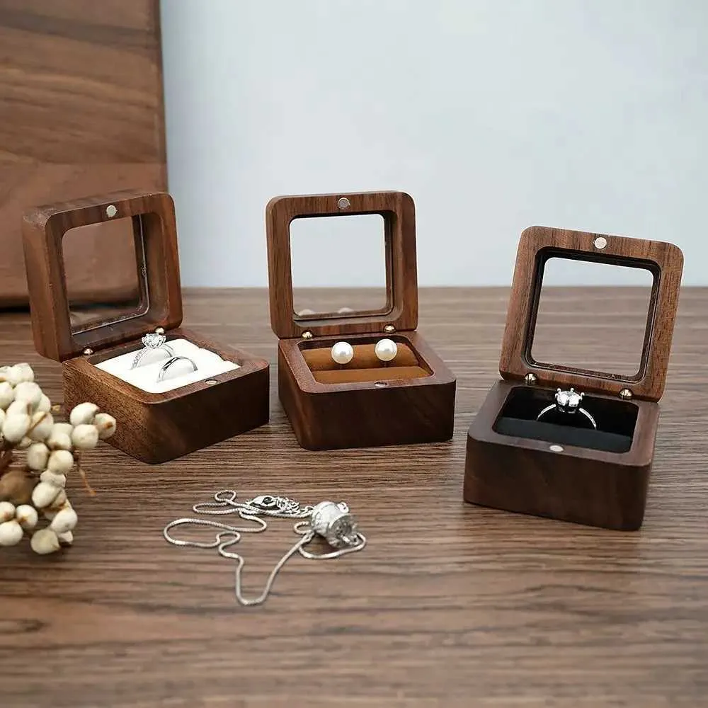 Elegante Scatola Portagioie In Velluto Nero Per Anelli E Orecchini, Piccola Confezione Regalo Per Fidanzamento, Matrimonio, Proposta, San Valentino – 5,5x5x4 Cm