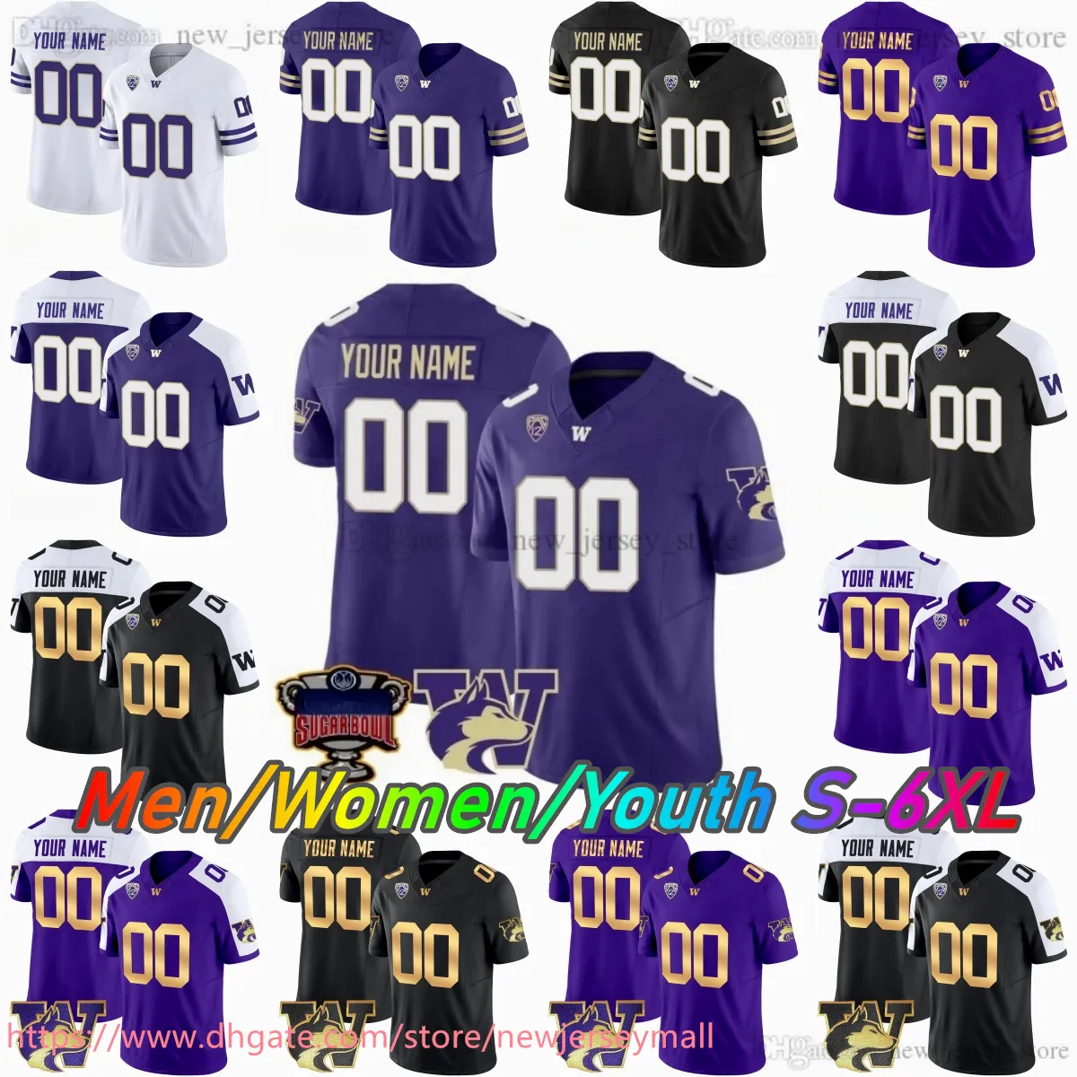 2024 Custom S 6XL NCAA Washington Huskies Football Jersey 2 Kyler Gordon Michael Penix Jr. John Ross Levi Onwuzurike Zion Tupuola Fetui Edefuan