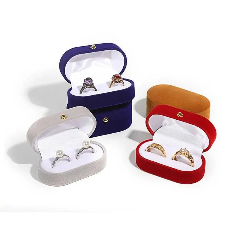 Ring Case With Premium Velvet Oval Ring Box - Double Ring & Earring Display Case ...