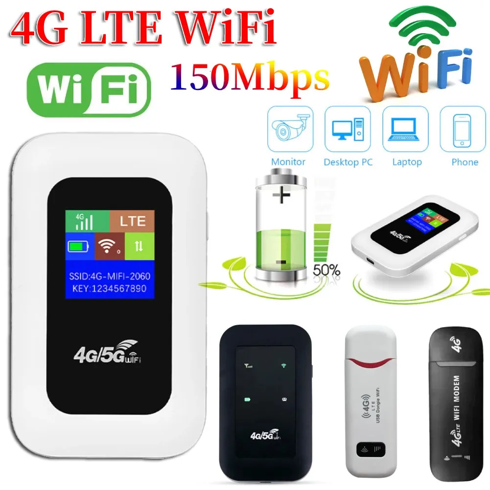 Mobile Phone Router 4G 5G Mobile WiFi Router 150Mbps LTE Portable Pocket MIFI Modem With ...
