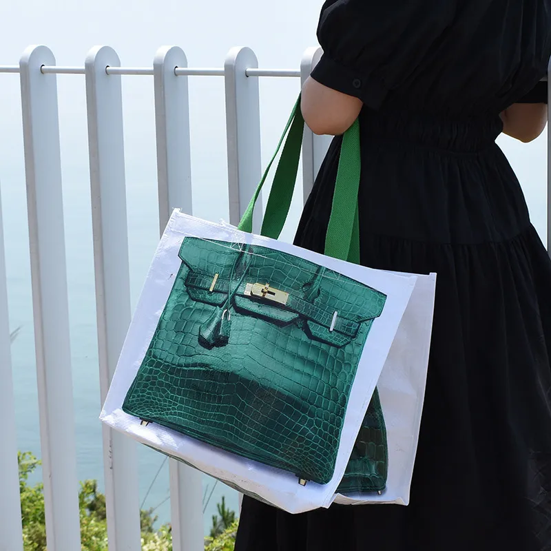 ショルダーバッグ・ポシェット GREEN STUFF Casual, boxy shopper bag 53 volume line ivory DHgate.com:Fashionable Woven Shopping Bag - Waterproof