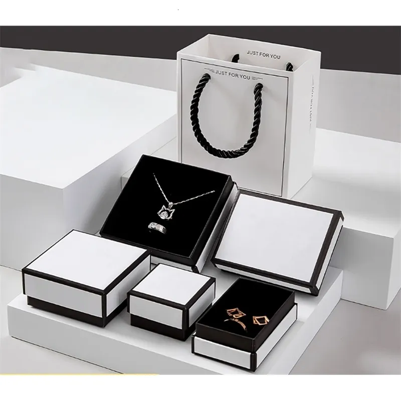 Elegant Jewelry Presentation Box Black & White Paper Gift Packaging — free download
