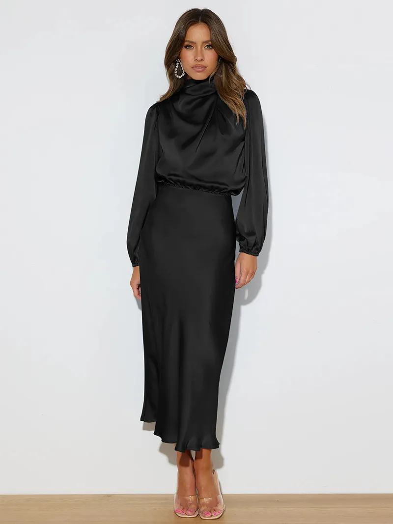Maglione da donna casual in seta alla moda, a maniche lunghe, solido, vestito, vestiti per donna, classico, CX2410196_voghion.com