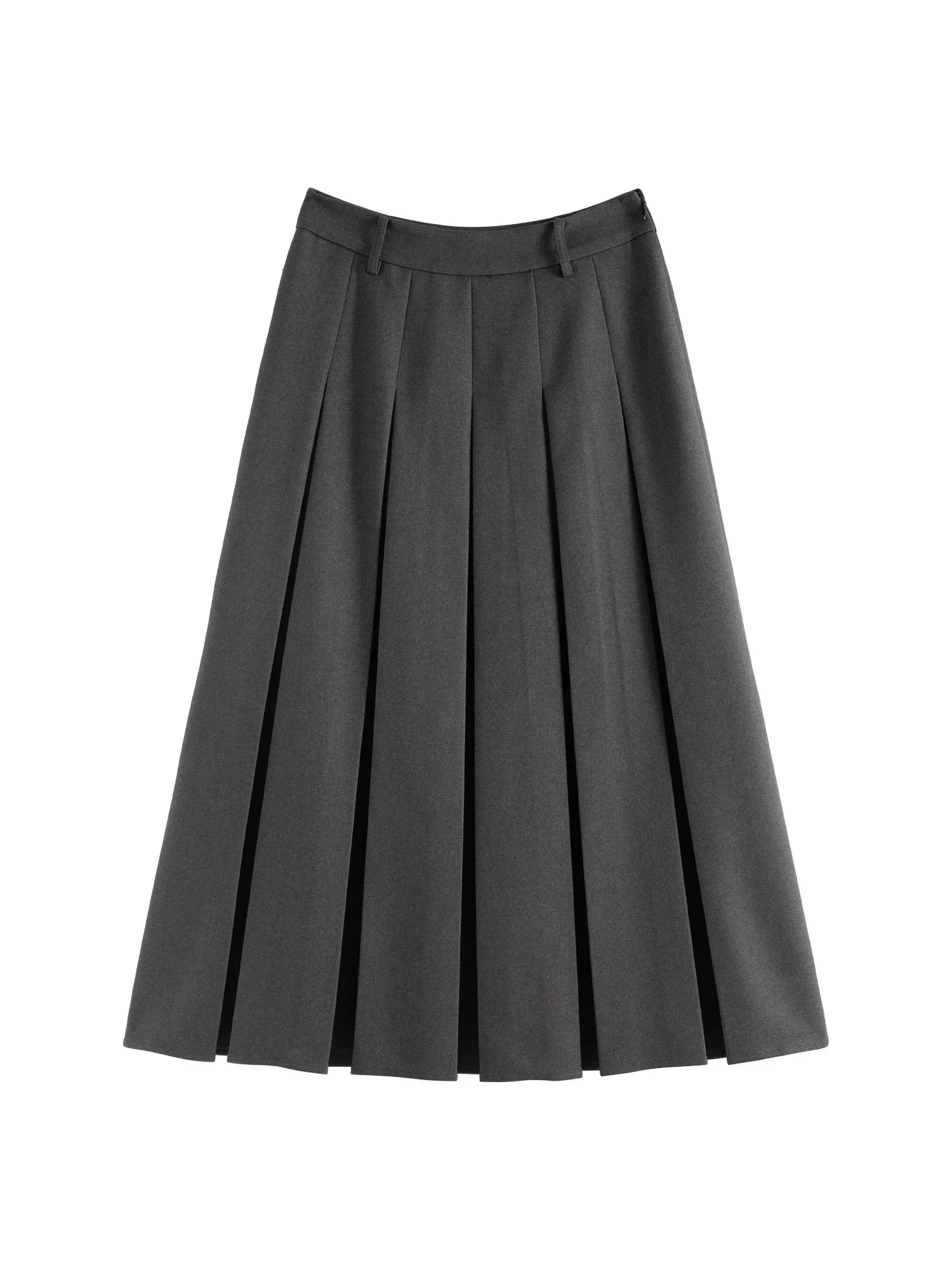 ZIQIAO Women A-Line Pleated Skirt with Side Zipper Waist Size 24