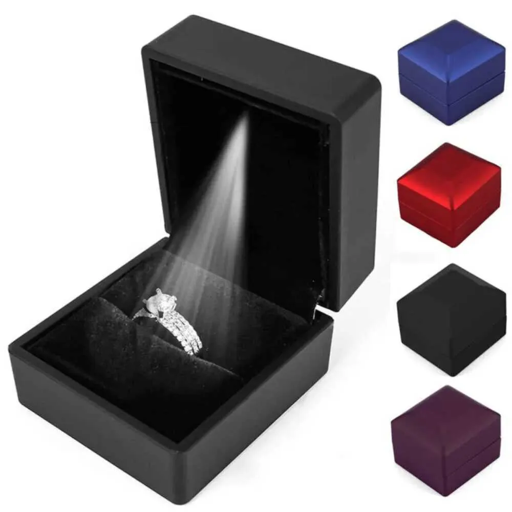 Led Earring Boxes LED Ring Earring Box Pearl Treasure Box Engagement Wedding Mens Gift ...
